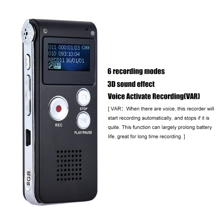 SK-012 16GB USB Dictaphone Digital Audio Voice Recorder with WAV MP3 Player VAR Function(Black) Eurekaonline