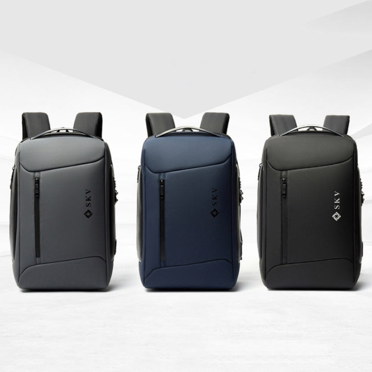 SKV B20430 Men Large Capacity Commute Computer Bag Business Casual Backpack(Black) Eurekaonline