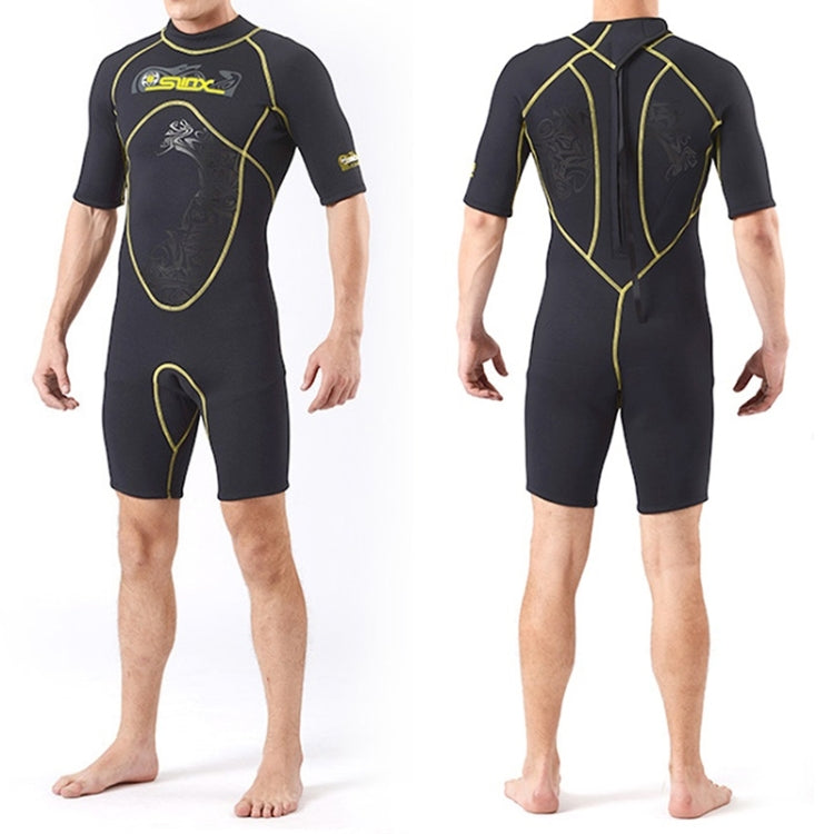 SLINX 1103 3mm Neoprene Super Elastic Wear-resistant Warm Y-splicing Wet Short-sleeved One-piece Wetsuit for Men Eurekaonline
