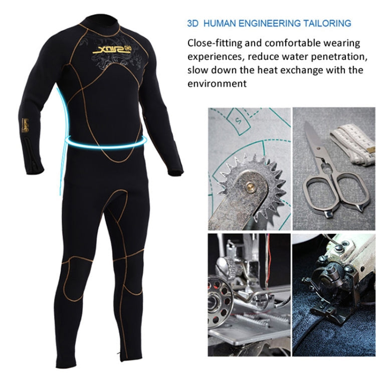 SLINX 1106 5mm Neoprene + Towel Lining Super Elastic Wear-resistant Warm Semi-dry Full Body One-piece Wetsuit for Men, Size: M Eurekaonline