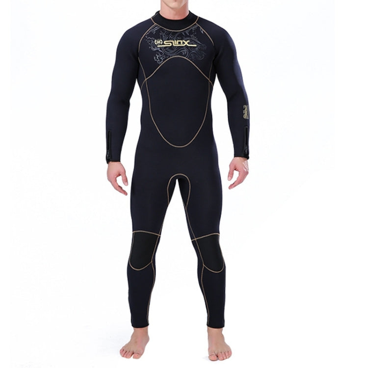 SLINX 1106 5mm Neoprene + Towel Lining Super Elastic Wear-resistant Warm Semi-dry Full Body One-piece Wetsuit for Men, Size: M Eurekaonline