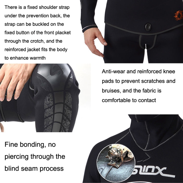 SLINX Thickened Long-sleeved Split Wetsuit With Headgear, Size: M(Jacket) Eurekaonline