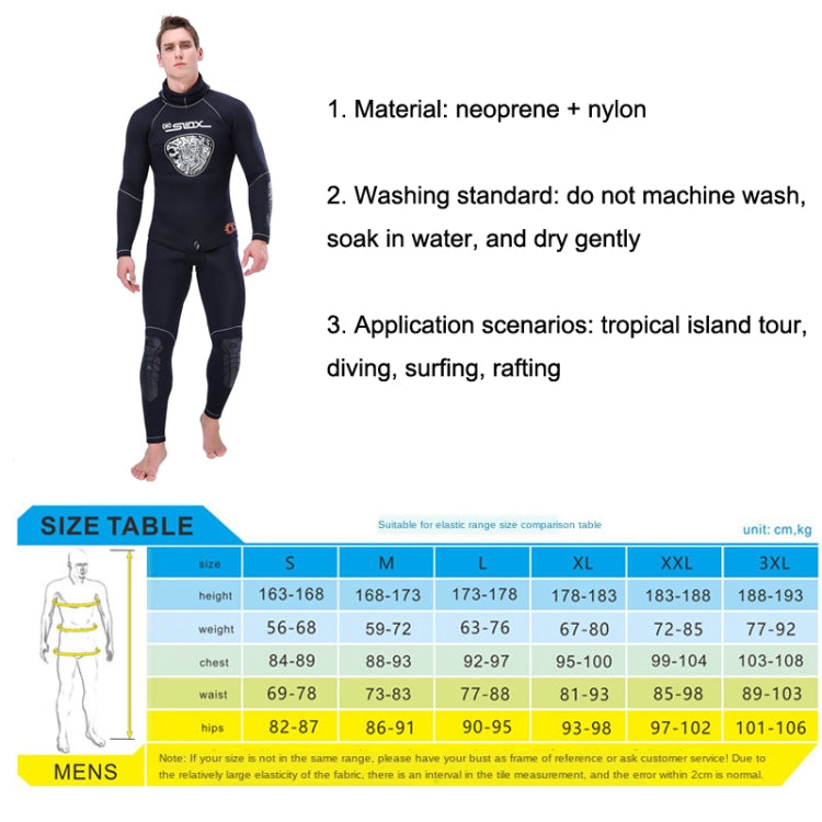SLINX Thickened Long-sleeved Split Wetsuit With Headgear, Size: XL(Jacket) Eurekaonline
