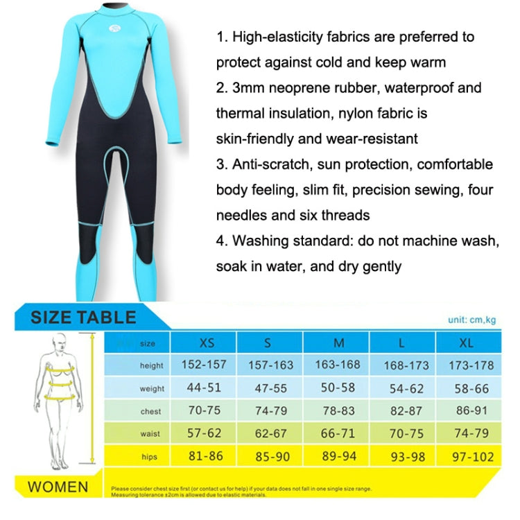 SLINX Women Slim Sun Protection Warm Wetsuit Long -Sleeved Full Body Snorkeling Supreme Surfing, Size: L(Lake Green) Eurekaonline