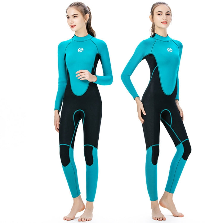 SLINX Women Slim Sun Protection Warm Wetsuit Long -Sleeved Full Body Snorkeling Supreme Surfing, Size: XL(Lake Green) Eurekaonline