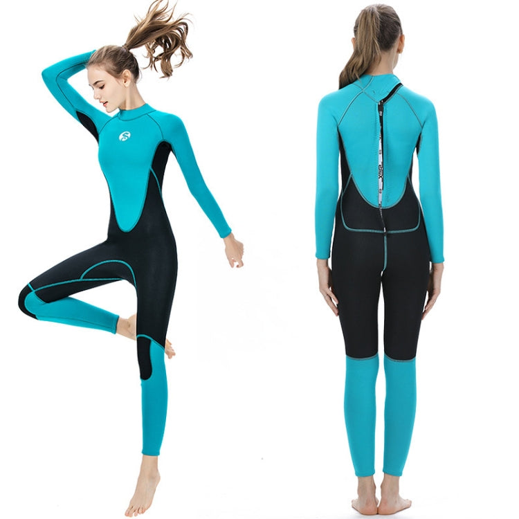SLINX Women Slim Sun Protection Warm Wetsuit Long -Sleeved Full Body Snorkeling Supreme Surfing, Size: XL(Lake Green) Eurekaonline