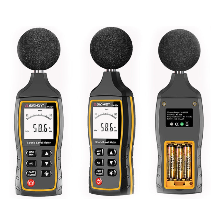 SNDWAY Handheld High Precision Noise Decibel Meter, Model:SW524(Storage+USB Communication) Eurekaonline