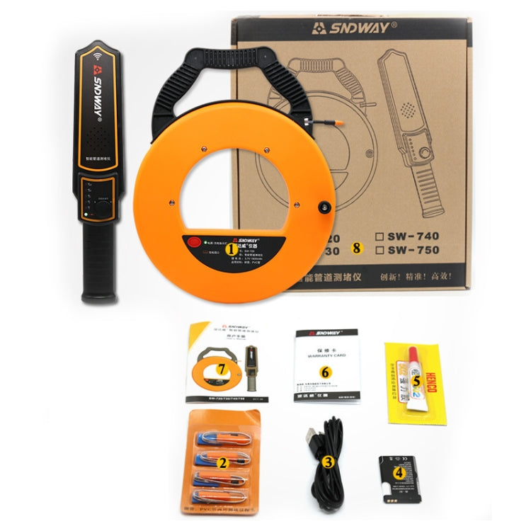 SNDWAY Pipe Scanner Thickness PVC Pipe Blockage Width Measuring Instrument, Specification:SW720 Standard (20 meters) Eurekaonline