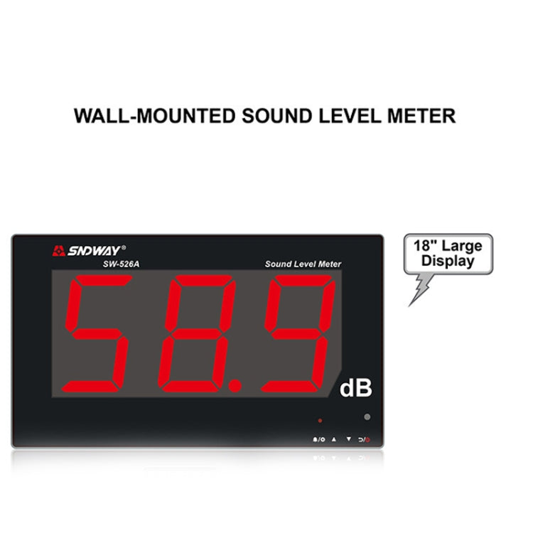 SNDWAY SW526A Wall-mounted DB Sound Level Meter Noise Tester with Large Screen 18-inch Display Eurekaonline