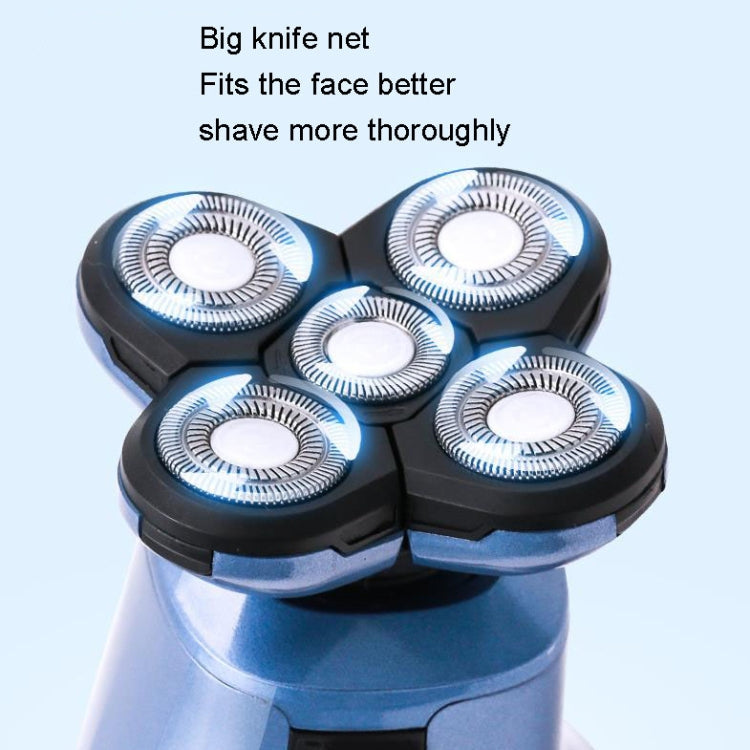 SPORTSMAN Five-head Razor Hair Clipper Washable Beard Knife, Style: USB Without Bottle(Sky Blue) Eurekaonline