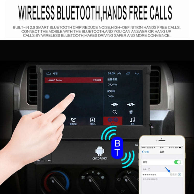 SU 9701 2GB+32GB 7 inch HD Manual Telescoping Car Android Radio Receiver MP5 Player, Support FM & Bluetooth & TF Card & GPS & Phone Link & WiFi Eurekaonline