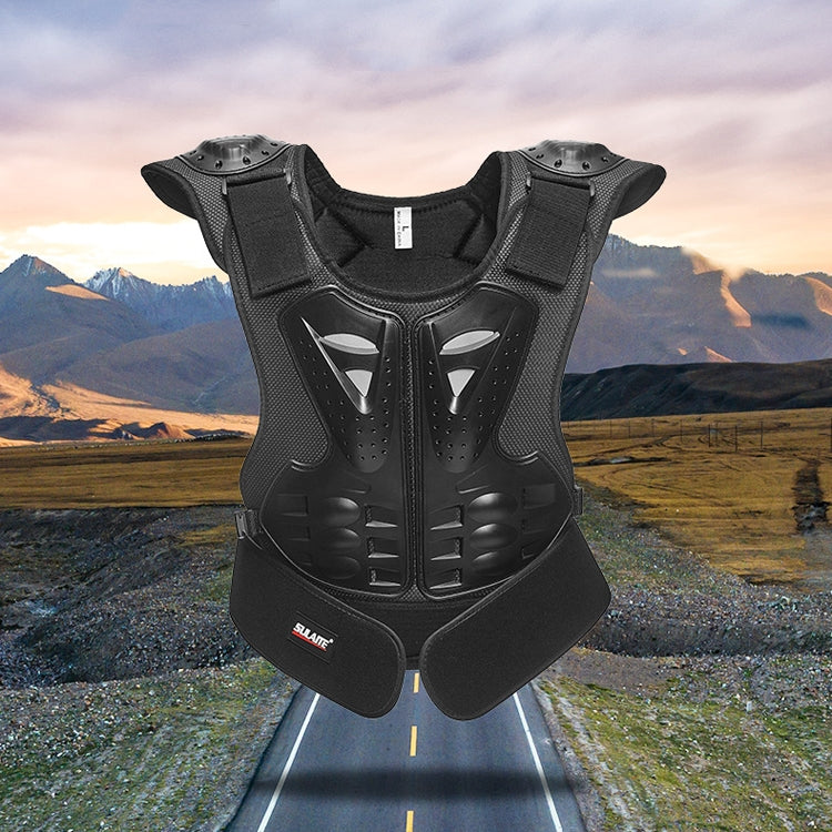 SULAITE Children Skating Back Protector Chest Protector Spine Protector Night Reflective Armor Child Riding Armor, Specification: L(Black) Eurekaonline