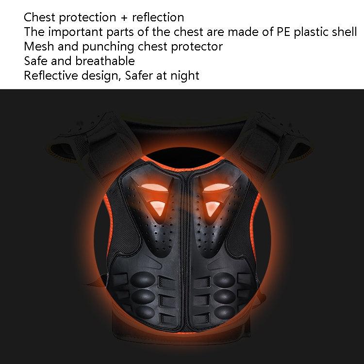 SULAITE Children Skating Back Protector Chest Protector Spine Protector Night Reflective Armor Child Riding Armor, Specification: L(Black) Eurekaonline