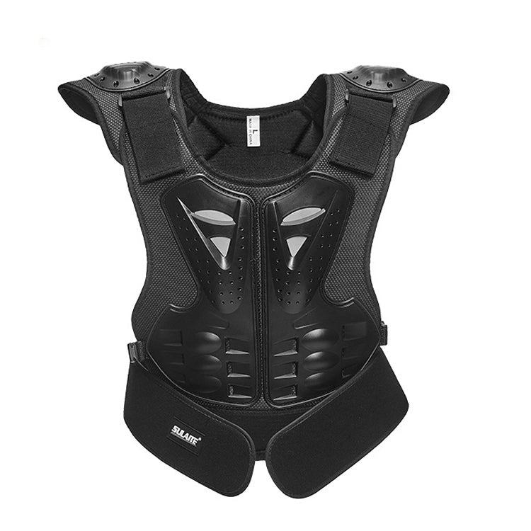 SULAITE Children Skating Back Protector Chest Protector Spine Protector Night Reflective Armor Child Riding Armor, Specification: L(Black) Eurekaonline