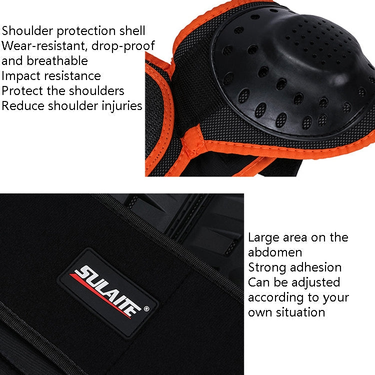 SULAITE Children Skating Back Protector Chest Protector Spine Protector Night Reflective Armor Child Riding Armor, Specification: L(Black) Eurekaonline