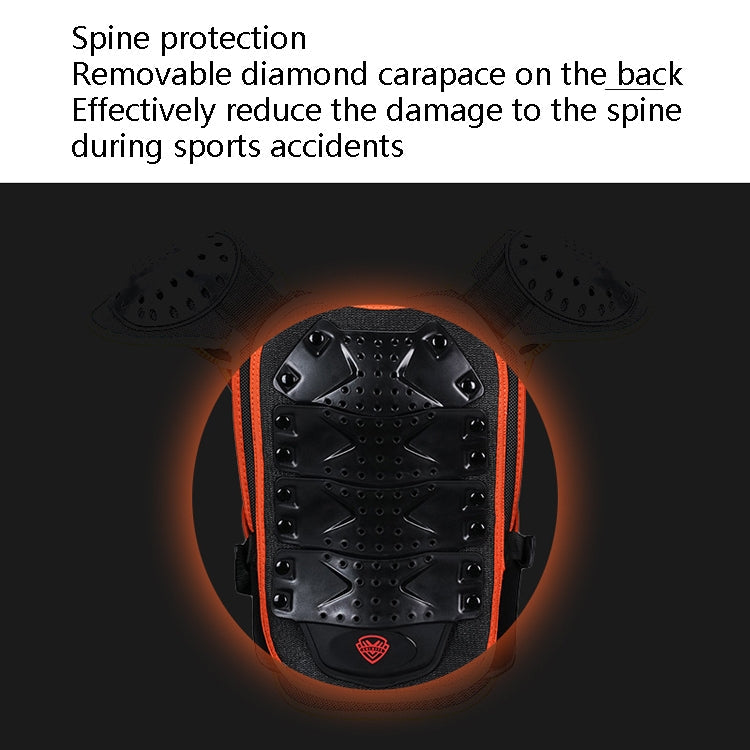 SULAITE Children Skating Back Protector Chest Protector Spine Protector Night Reflective Armor Child Riding Armor, Specification: M(Black) Eurekaonline