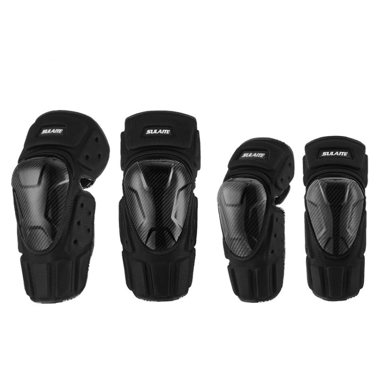 SULAITE Off-Road Motorcycle Windproof Warmth Drop-Proof Breathable Carbon Fiber Protective Gear, Specification: Knee Pads+Elbow Pads Eurekaonline