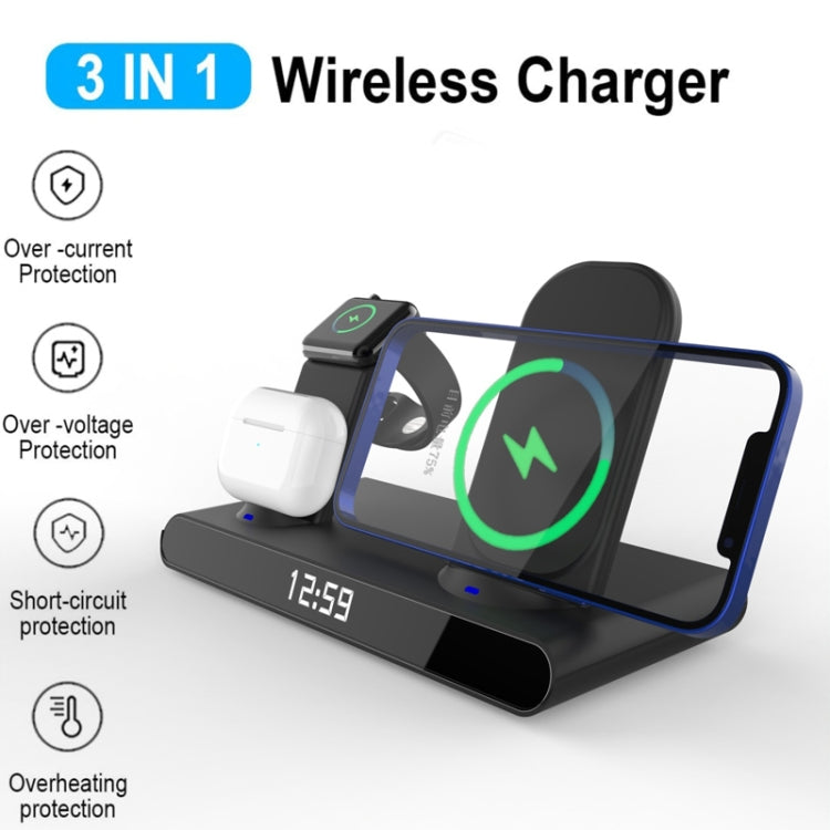 SY-011 15W Wireless Fast Charge Stand  Clock Three-in-One Folding Wireless Charger( White) Eurekaonline