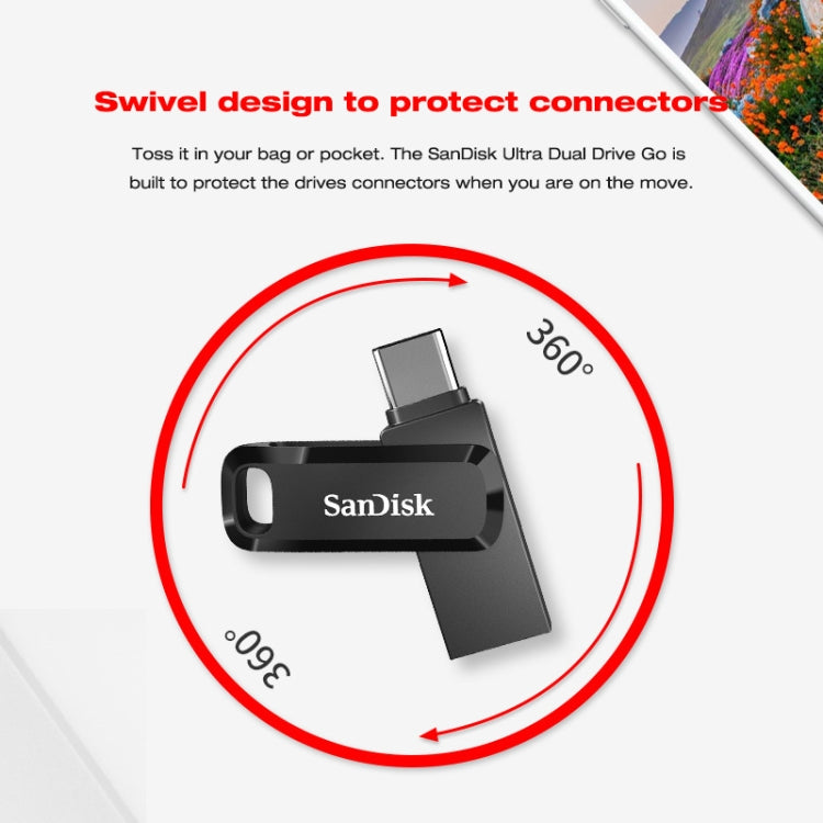 SanDisk Type-C + USB 3.1 Interface OTG High Speed Computer Phone U Disk, Colour: SDDDC3 Black Plastic Shell, Capacity: 64GB Eurekaonline