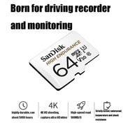 SanDisk U3 Driving Recorder Monitors High-Speed SD Card Mobile Phone TF Card Memory Card, Capacity: 64GB Eurekaonline