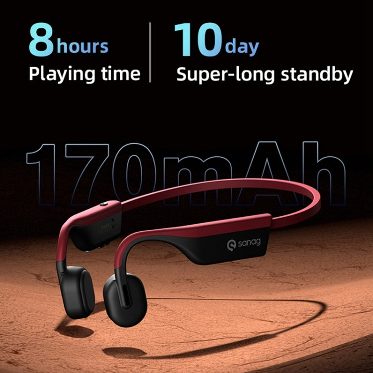 Sanag A9S Bone Conduction Bluetooth 5.1 HiFi Sports Earphone (Red Black) Eurekaonline