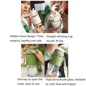 Saylee 500ML Portable Tritan Straw Cup(Dark Green) Eurekaonline