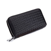 Sheepskin Weave Double Zipper Large Capacity Multiple-Card RFID Anti-Theft Wallet Bag (Black) Eurekaonline
