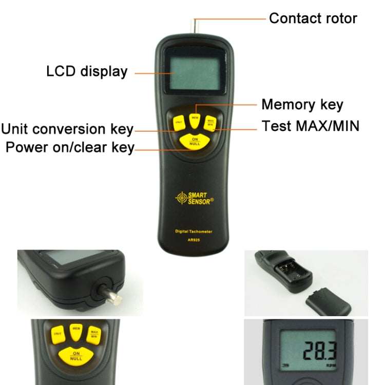 Smart Sensor AR925 LCD Display Contact Tachometer Eurekaonline