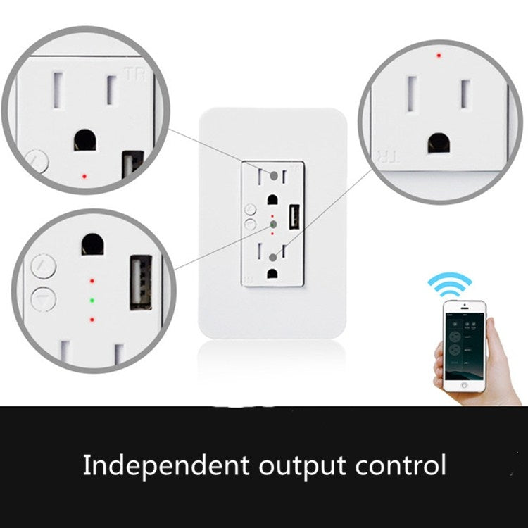 Smart Wall Socket 120 Type WIFI Remote Control Voice Control With USB Socket, Model:American Wall Socket Eurekaonline