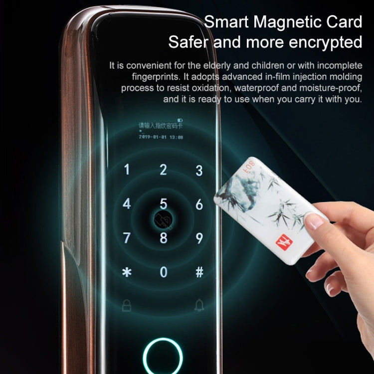Smart Wifi Anti-Theft Fingerprint Password Lock Mobile Phone Remote Control Electronic Door Lock Magnetic Card Lock, Specification: SM-SL808 Automatic Bronze Eurekaonline