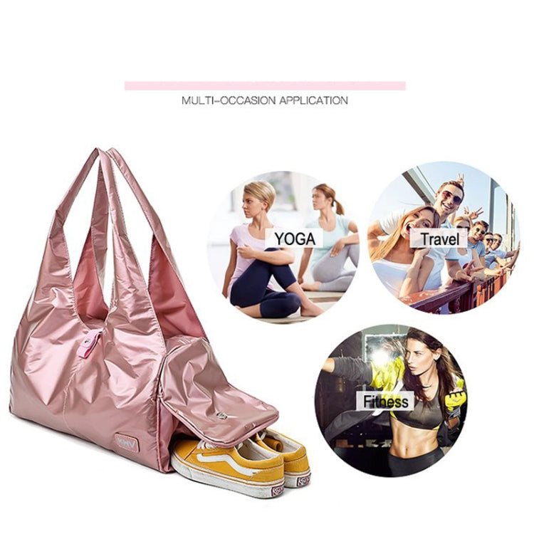 Soft Nylon Cloth Shoulder Sports Gym Yoga Handbag (Rose Gold) Eurekaonline