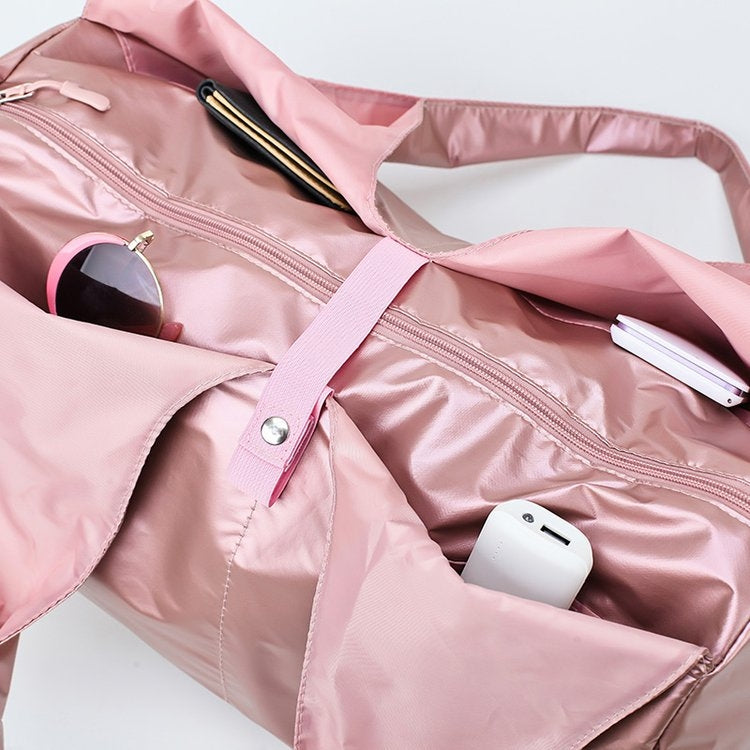 Soft Nylon Cloth Shoulder Sports Gym Yoga Handbag (Rose Gold) Eurekaonline