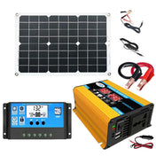 Solar Power System Inverter 30A Controller+18W 12V Solar Panel, Specification: Yellow 12V To 110V Eurekaonline