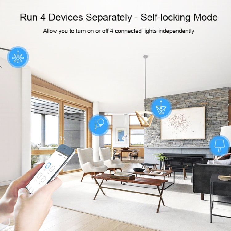 Sonoff 4CHPROR3 Mobile Phone Smart Home Switch Four-way Controller, Support Long-range Control Timing Eurekaonline