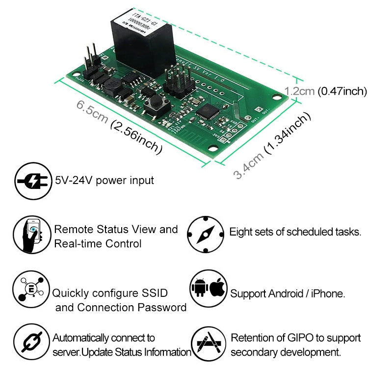 Sonoff SV 10A Single Channel WiFi Wireless Remote Timing Smart Switch Relay Module Works with Alexa and Google Home, Support iOS and Android, DC 5V-24V Eurekaonline