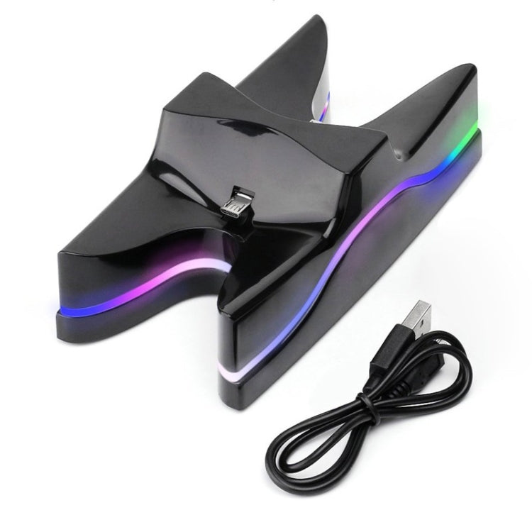 Special UFO Shape 2 x USB Charging Dock Station Stand / Controller Charging Stand for PS4 Playstation 4  with Multi Colors LED(Black) Eurekaonline