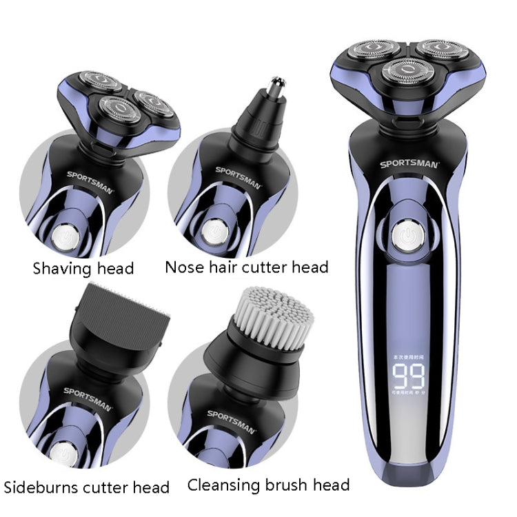 Sportsman SM-530 Electric Men Shaving Knife Multi-Function Base Charging Digital Water Washing Razor, Specification: US Plug(Purple) Eurekaonline