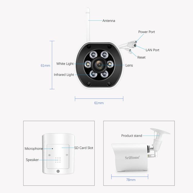 SriHome SH034 5.0MP Mini Dual 2.4 / 5G WiFi Outdoor Waterproof Video Surveillance Color Night Vision Security CCTV Cam, Plug Type:US Plug(White) Eurekaonline