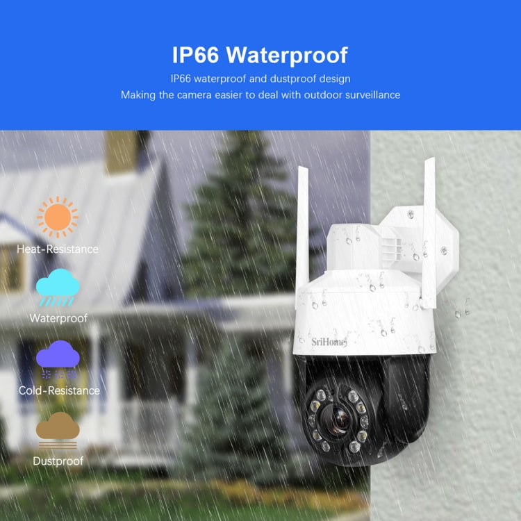 SriHome SH041 5.0MP 20X Optical Zoom 2.4G/5G WiFi Waterproof AI Auto Tracking H.265 Video Surveillance, Plug Type:EU Plug(White) Eurekaonline