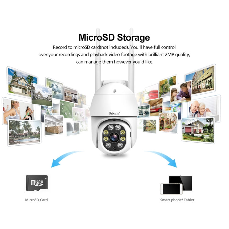 Sricam SP028 1080P HD Outdoor PTZ Camera, Support Two Way Audio / Motion Detection / Humanoid Detection / Color Night Vision / TF Card, US Plug Eurekaonline