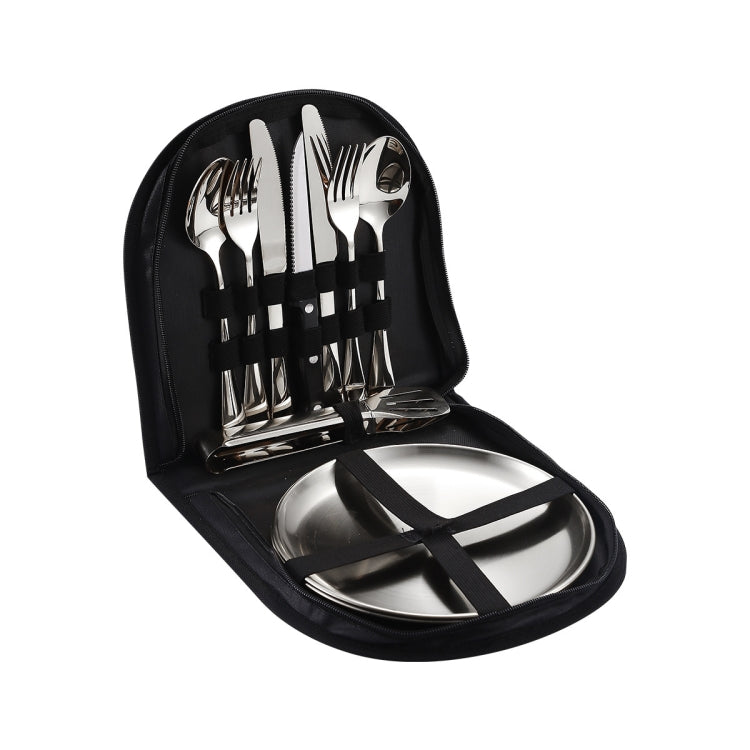 Stainless Steel Portable Cutlery Set Western Steak Knife Fork Spoon Set,Color: Black and Silver Eurekaonline