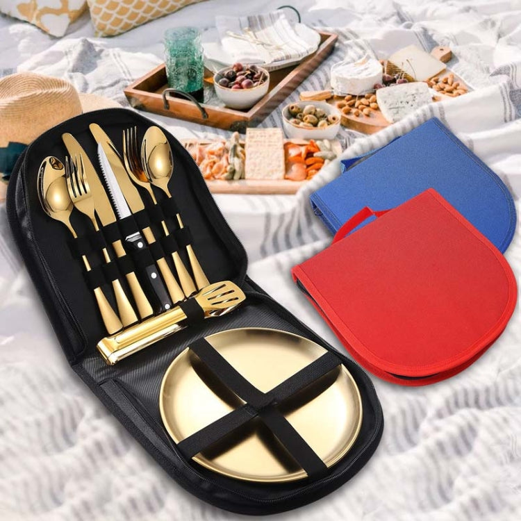 Stainless Steel Portable Cutlery Set Western Steak Knife Fork Spoon Set,Color: Red Rose Gold Eurekaonline