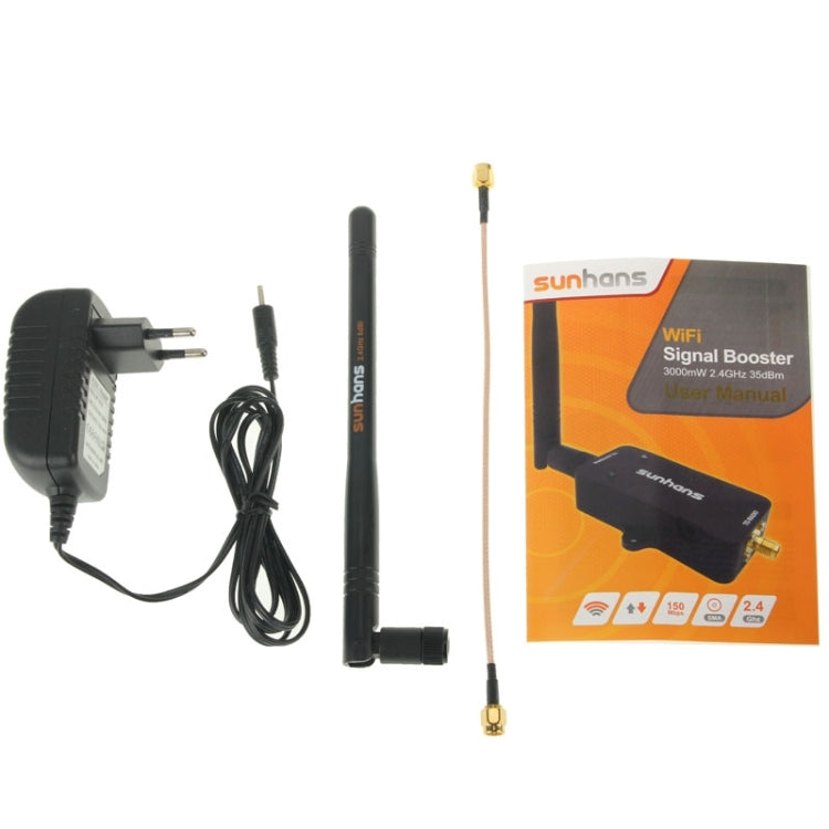 Sunhans SH24BTA-N 35dBm 2.4GHz 3W 11N/G/B WiFi Signal Booster WiFi Amplifier Wireless Repeater(Black) Eurekaonline