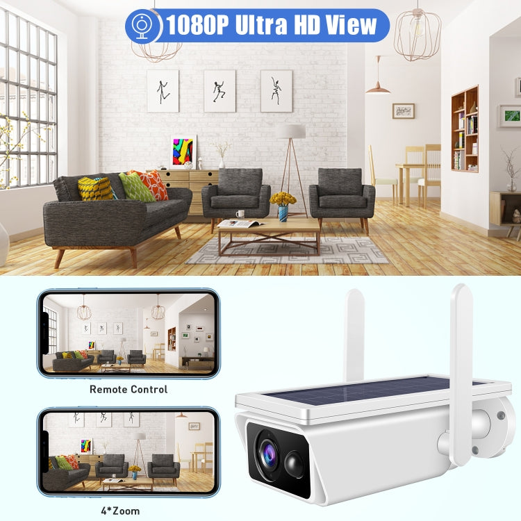 T13-2 1080P HD Solar Powered 2.4GHz WiFi Security Camera with Battery, Support Motion Detection, Night Vision, Two Way Audio, TF Card Eurekaonline