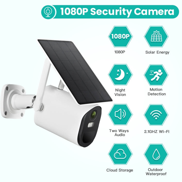 T20 1080P Full HD Solar Powered WiFi Camera, Support Motion Detection, Night Vision, Two Way Audio, TF Card Eurekaonline