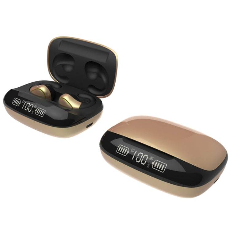 T20 TWS Bluetooth 5.0 Touch Wireless Bluetooth Earphone with Three LED Battery Display & Charging Box, Support Call & Voice Assistant(Champagne Gold) Eurekaonline