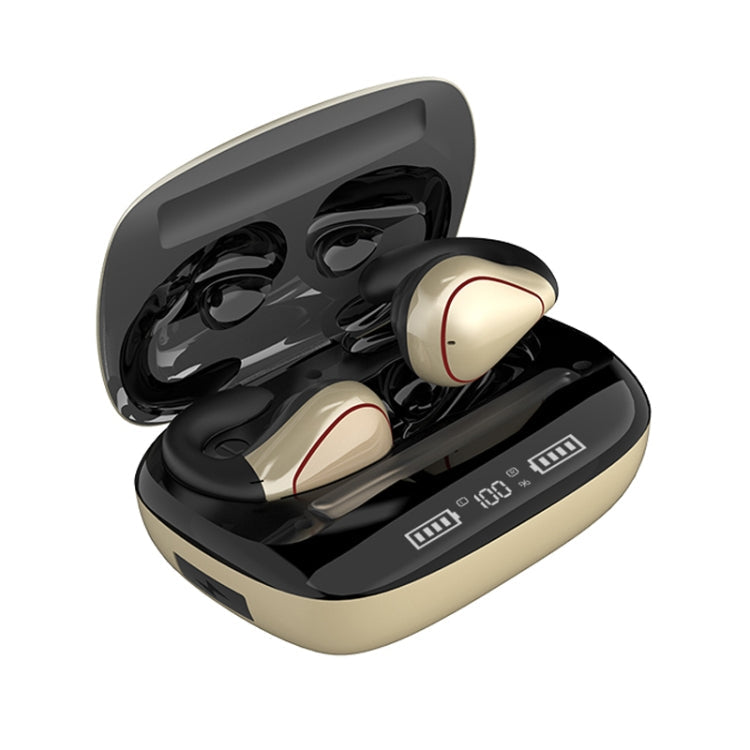 T20 TWS Bluetooth 5.0 Touch Wireless Bluetooth Earphone with Three LED Battery Display & Charging Box, Support Call & Voice Assistant(Champagne Gold) Eurekaonline