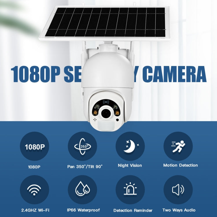 T22 1080P Full HD Solar Powered WiFi Camera, Support PIR Alarm, Night Vision, Two Way Audio, TF Card Eurekaonline