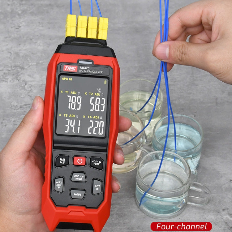 TASI Contact Temperature Meter K-Type Thermocouple Probe Thermometer, Style: TA612C 4 Channels Eurekaonline