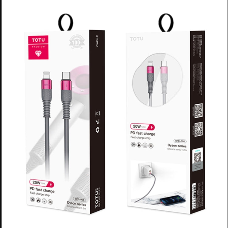 TOTUDESIGN BL-012 Dyson Series 3A USB to 8 Pin Silicone Data Cable for iPhone, iPad, Length: 1.2m(Purple Red) Eurekaonline